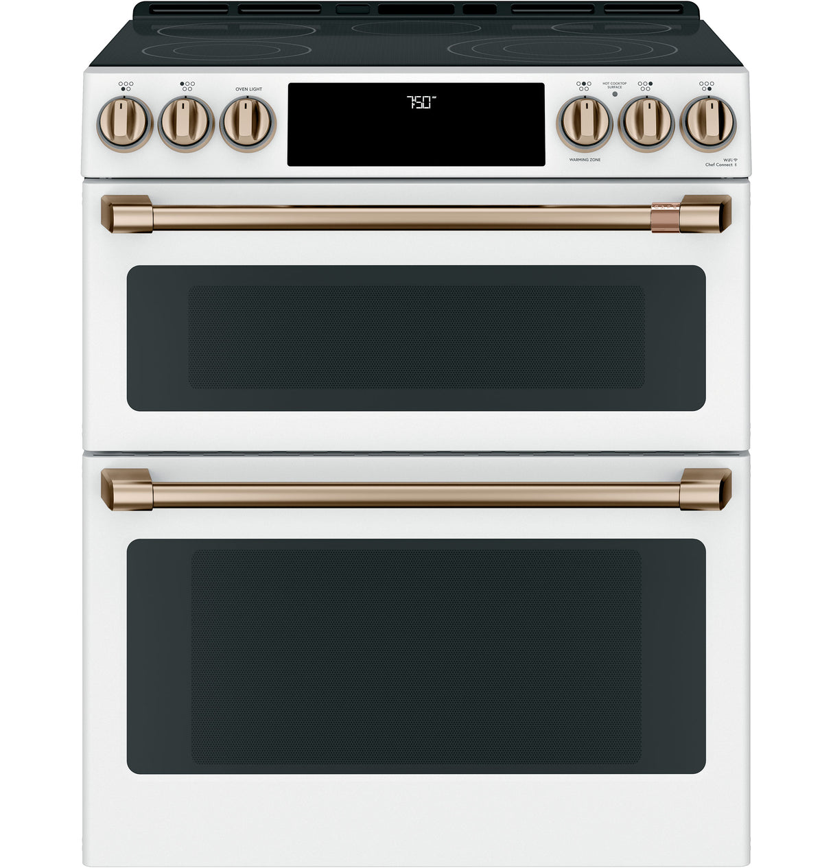 Caf(eback)(TM) 30" Smart Slide-In, Front-Control, Radiant and Convection Double-Oven Range - (CES750P4MW2)