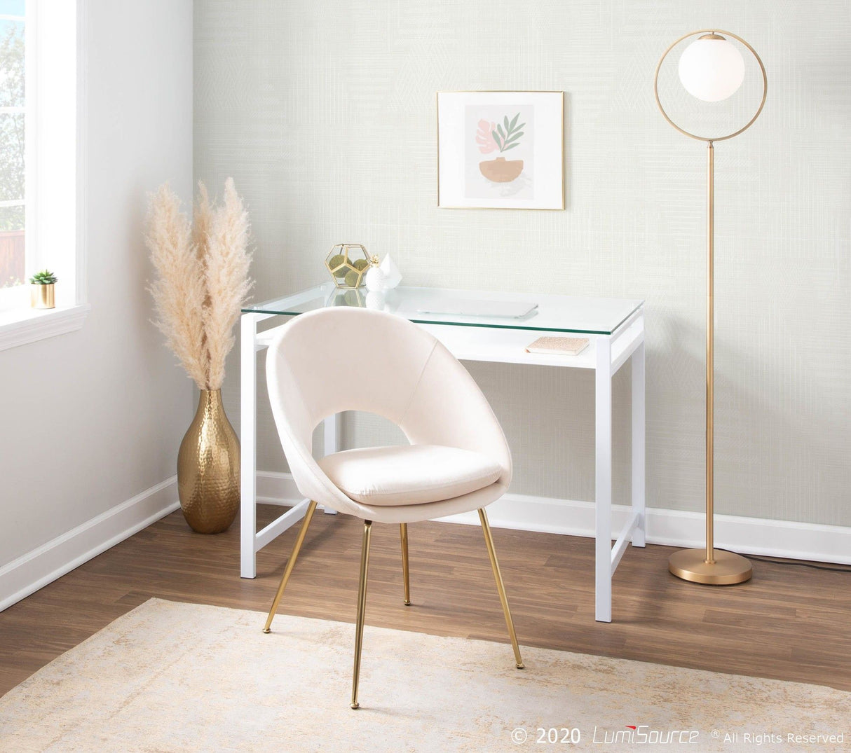 Metro - Chair - Gold Metal And Cream Velvet (Set of 2)