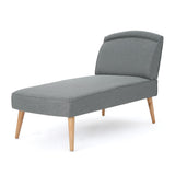 Fabric Chaise Lounge With Rubberwood Frame - Slate