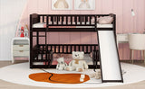 Low Bunk Bed With Slide, Fence And Ladder