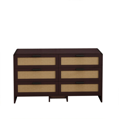Modern Arc Shaped Corner Rattan Cabinet With 6 Drawers