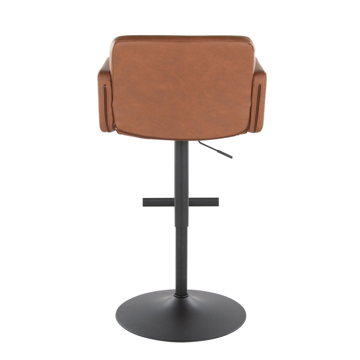 Stout - Adjustable Barstool With Swivel - Black Metal And Camel Faux Leather