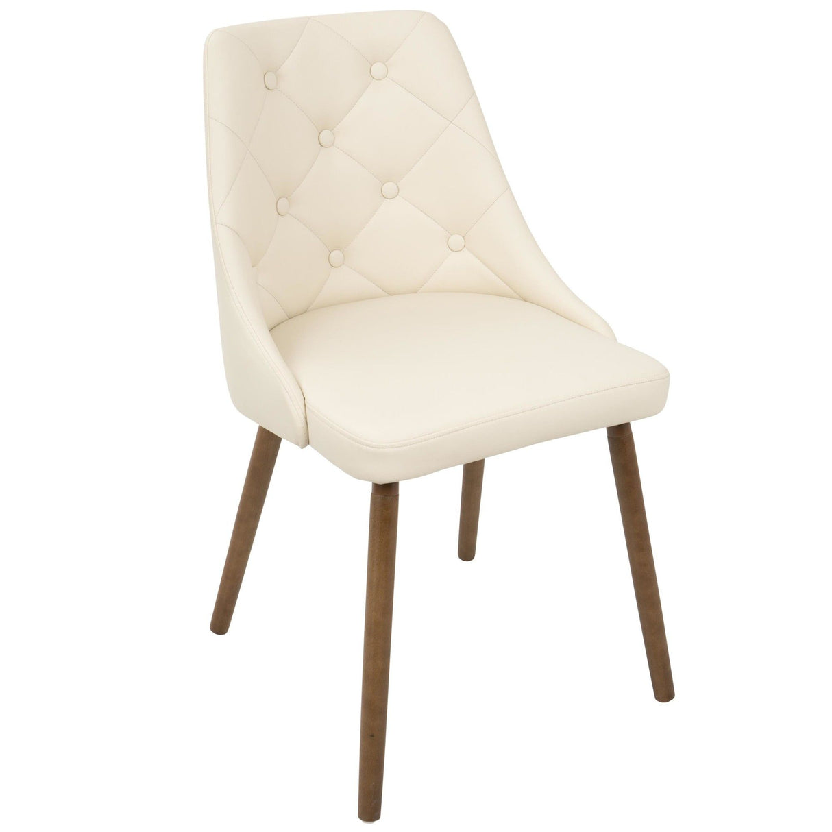 Gianna - Dining / Accent Chair - Walnut And Cream Quilted Faux Leather