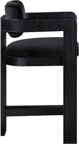 Sacha - Velvet Stool With Black Base