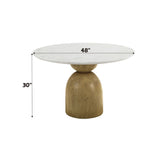 Kala - Round Dining Table With Marble Top - Natural Marble Top & Oak
