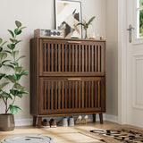 Medieval Modern Shoe Cabinet With 2 Flip Drawers And Fence Design