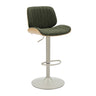 Brock - Adjustable Swivel Curved Back Wood Bar Stool With Faux Leather Seat
