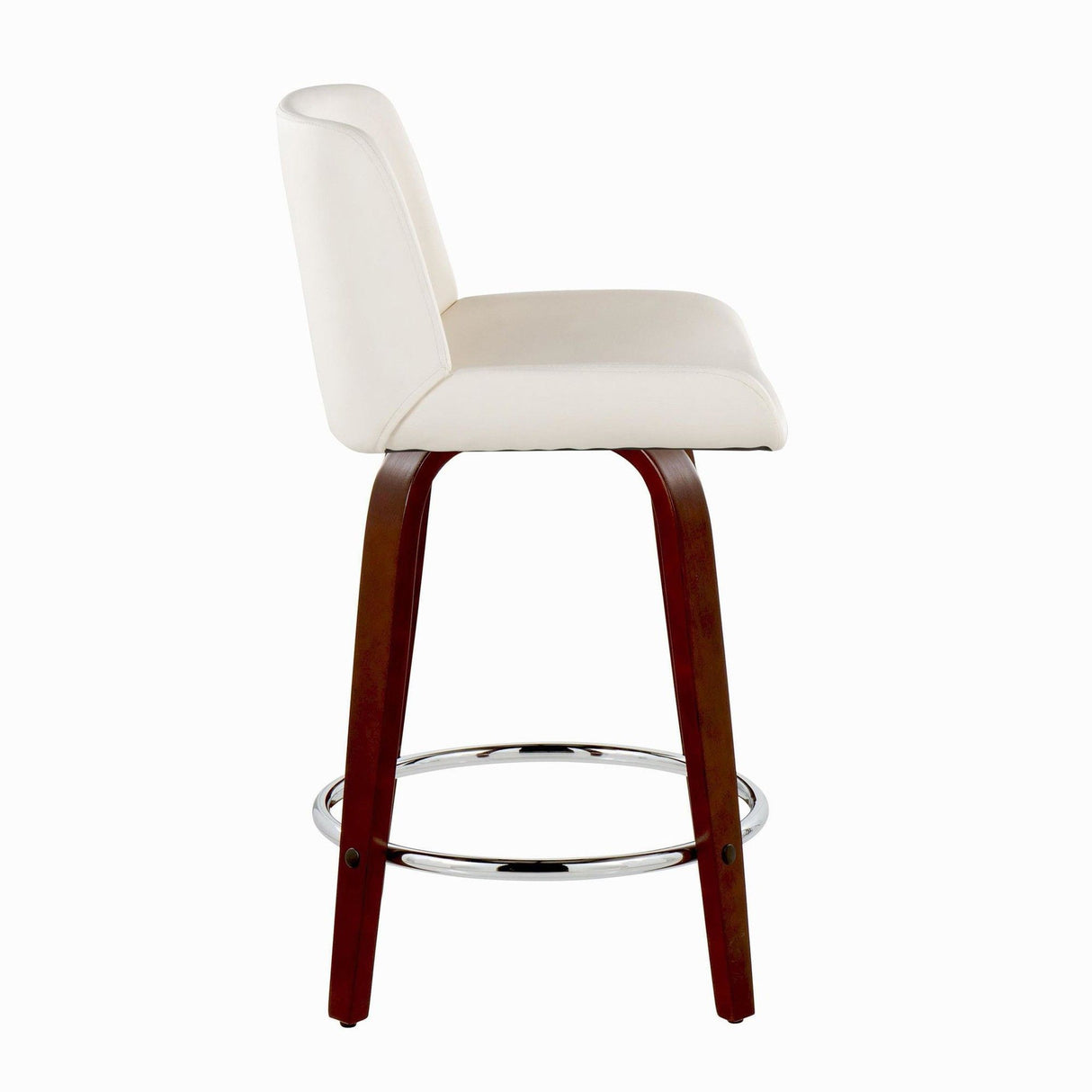 Santi - 24" Fixed-Height Counter Stool With Swivel - Mahogany Wood (Set of 2)