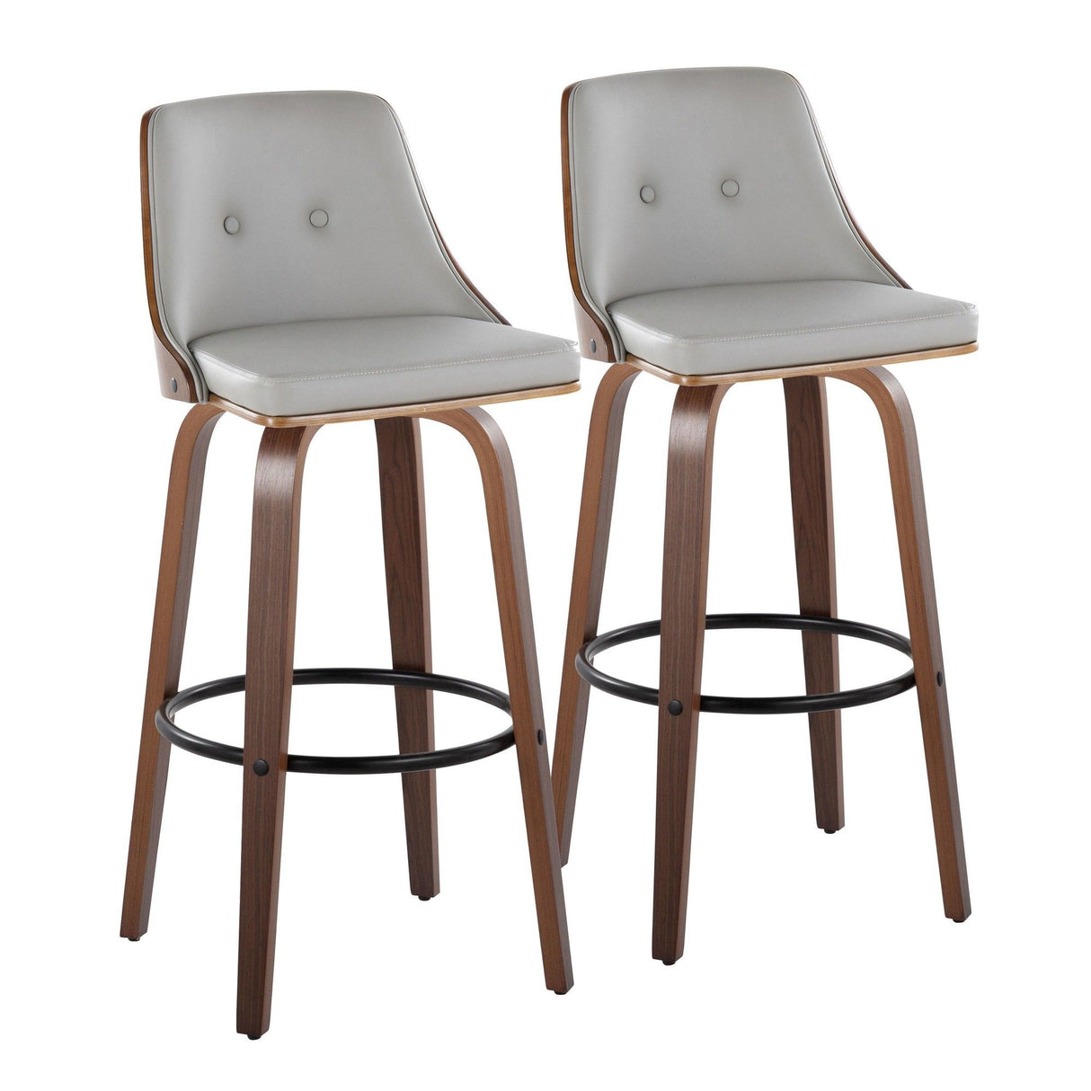 Gianna - 30" Fixed-Height Barstool (Set of 2) - Pearl Silver