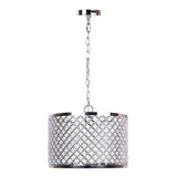 Dangle - Drum Metal Pendant Lamp - Polished Nickel, Clear Crystal
