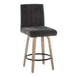 Hannah - 26" Fixed-Height Counter Stool With Swivel And Round Black Metal Footrest (Set of 2) - Whitewashed Wood