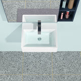 Modern Ceramic Rectangular Wall Mounted Bathroom Sink With Faucet Hole & Overflow