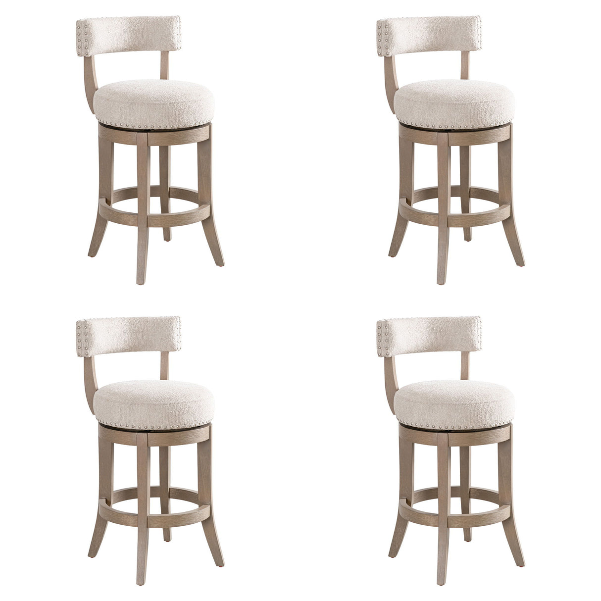 Mystic - Solid Wood Upholstered 26" Counter Height Swivel Barstool
