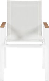 Nizuc - Outdoor Patio Dining Arm Chair With White Frame And Natural Arms (Set of 2)