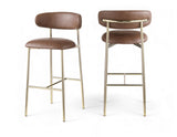 Lupita - Vegan Leather Upholstered Bar Stool With Brushed Gold Frame (Set of 2)