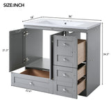 Shaker Free Standing Bathroom Vanity Cabinet With Sink, Soft Close Drawers, Soft Close Doors