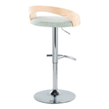 Grotto - Adjustable Barstool - Chrome Metal, Natural Wood