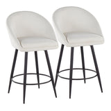 Matisse - 26" Highback Fixed-Height Counter Stool With Swivel And Round Black Metal Footrest (Set of 2) - Black Metal