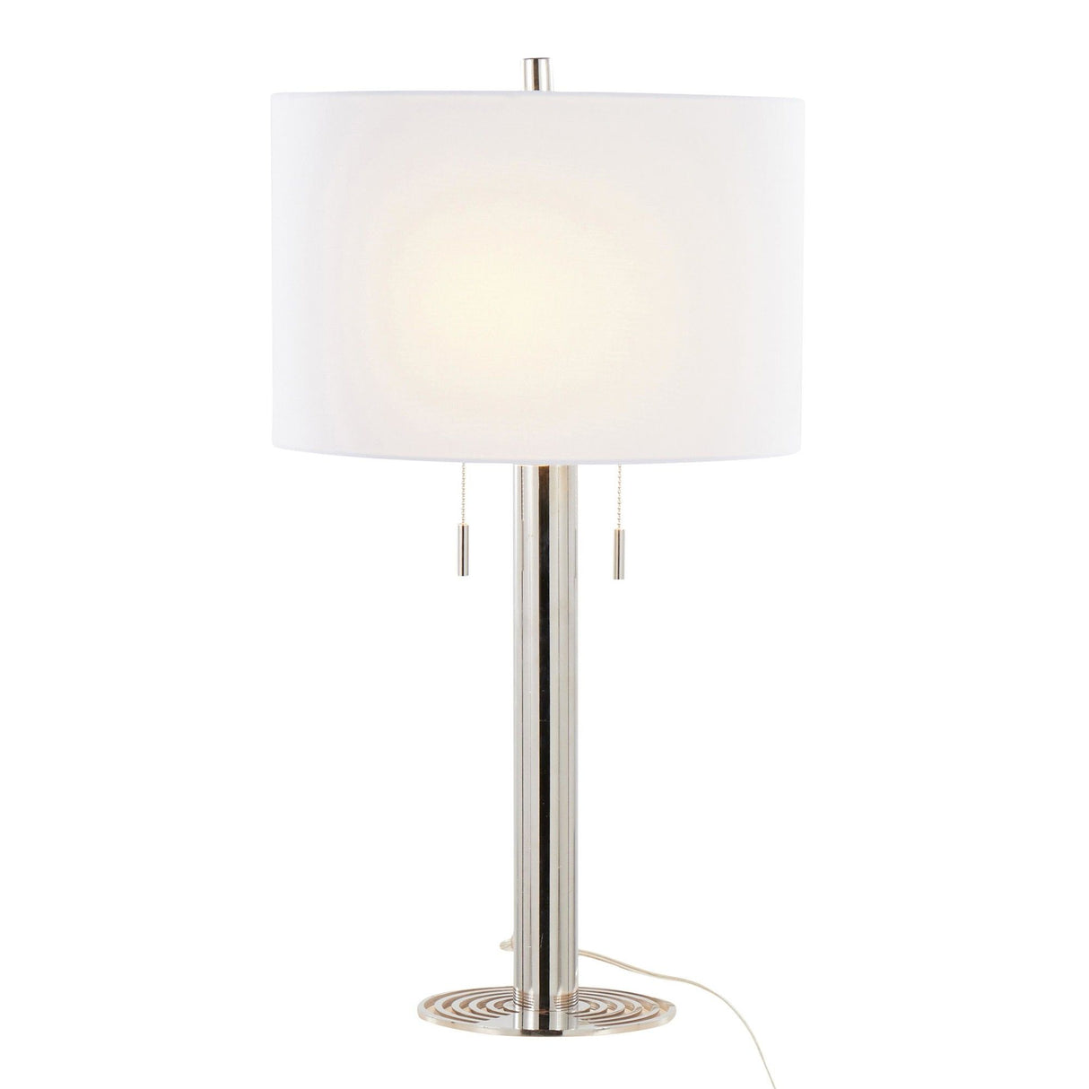 Master - 29" Metal Table Lamp (Set of 2) - Polished Nickel And White Linen Shade from Grandview Gallery