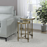 Aditya - Nesting Table - Mirrored & Antique Brass