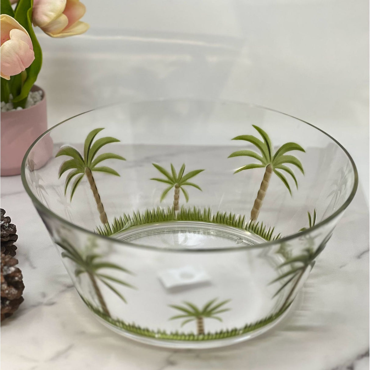 Palm Tree Acrylic Serving Bowls, Unbreakable Large Plastic Bowls