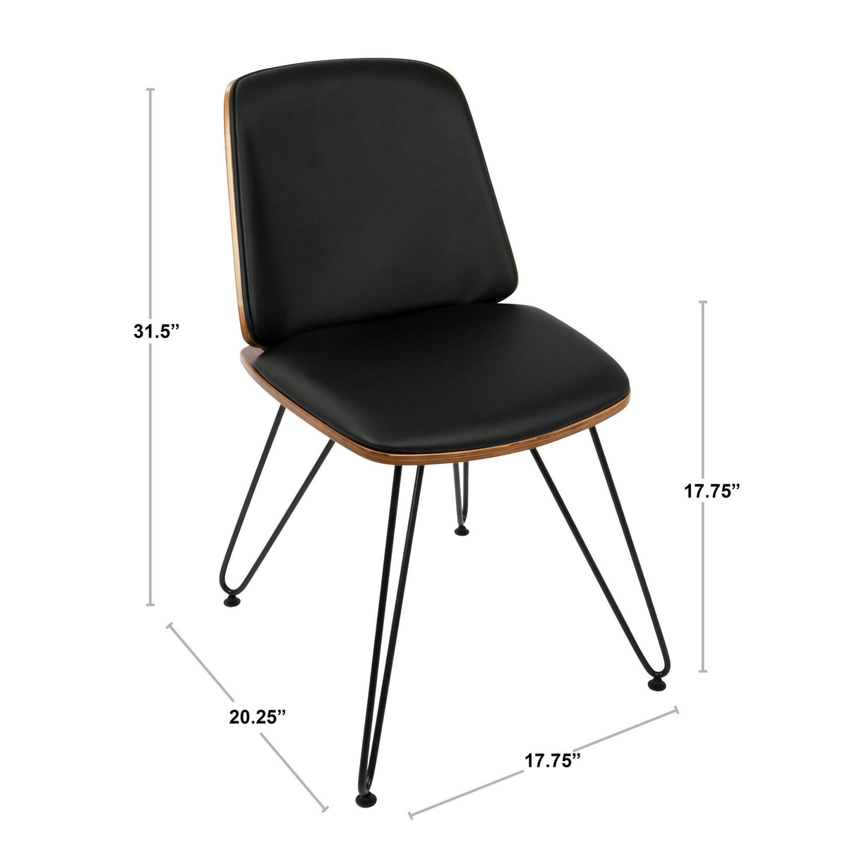Avery - Chair (Set of 2) - Black Metal, Walnut Wood, Cream Faux Leather