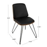 Avery - Chair (Set of 2) - Black Metal, Walnut Wood, Cream Faux Leather