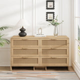 Modern Arc Shaped Corner Rattan Cabinet With 6 Drawers