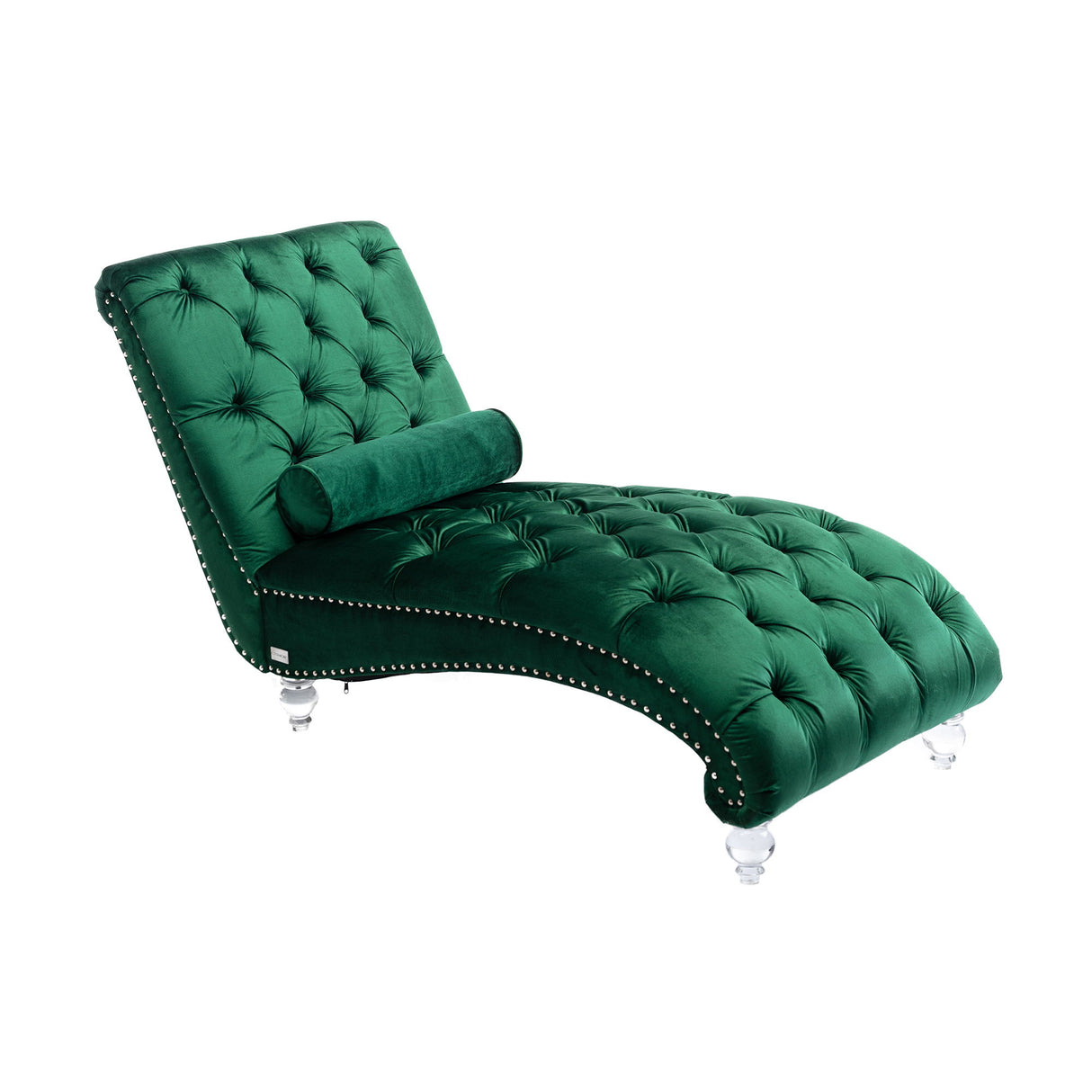 Velvet Chaise Lounge Indoor, Button Tufted Upholstered Chaise Lounge Chair With Pillow