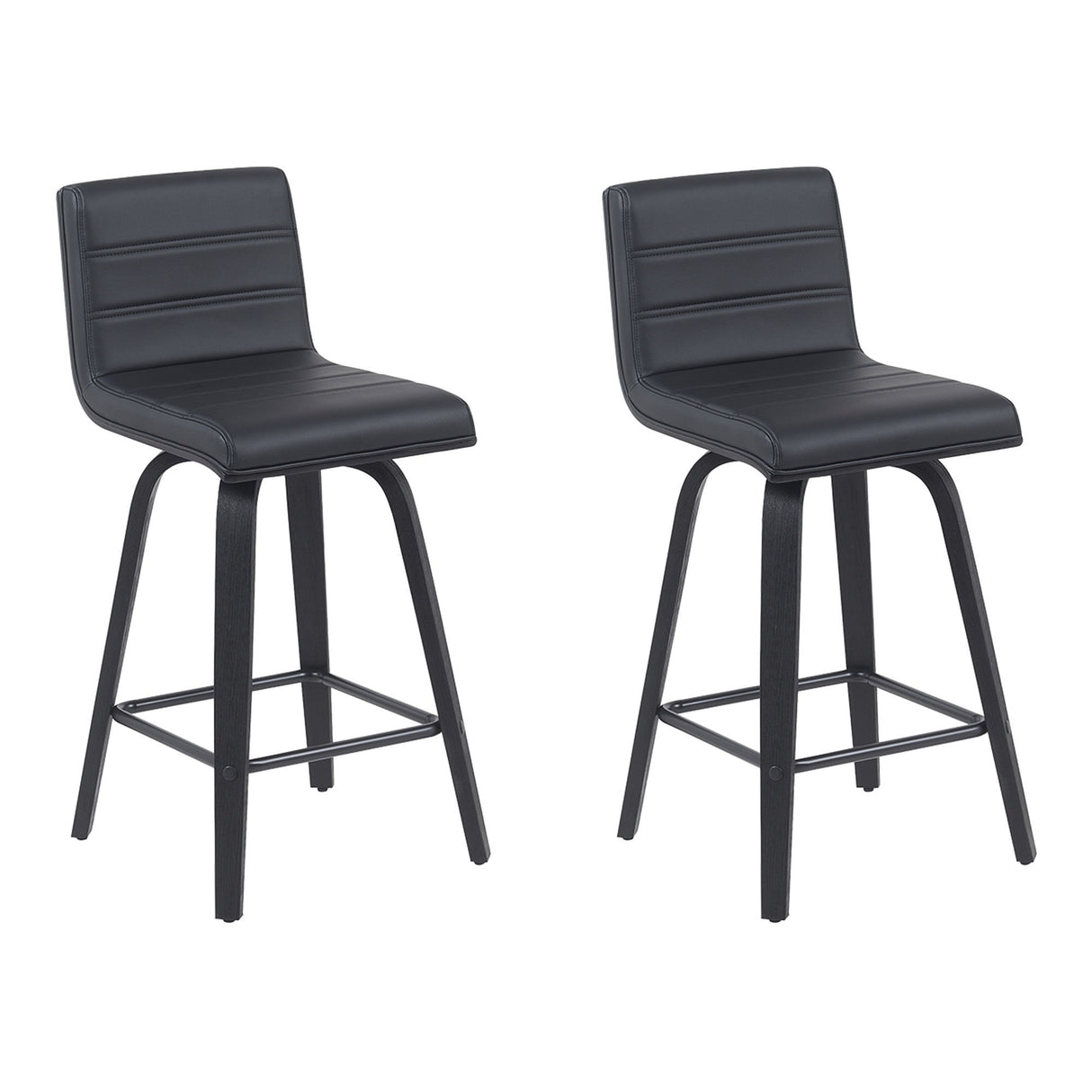 Vienna - Modern Counter Height Swivel Bar Stool - Black Brushed Wood Frame
