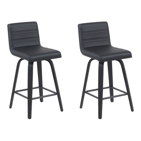 Vienna - Modern Counter Height Swivel Bar Stool - Black Brushed Wood Frame