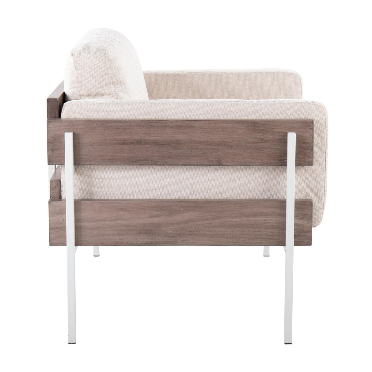 Kari - Farmhouse Accent Chair - White Metal, Gray Wood