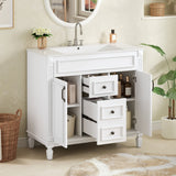 Bathroom Vanity With Top Sink, Cabinet With 2 Soft Closing Doors And Drawers
