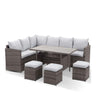 7 Piece Outdoor Dining Set With Cushions, Modular Sectional Sofa And Table