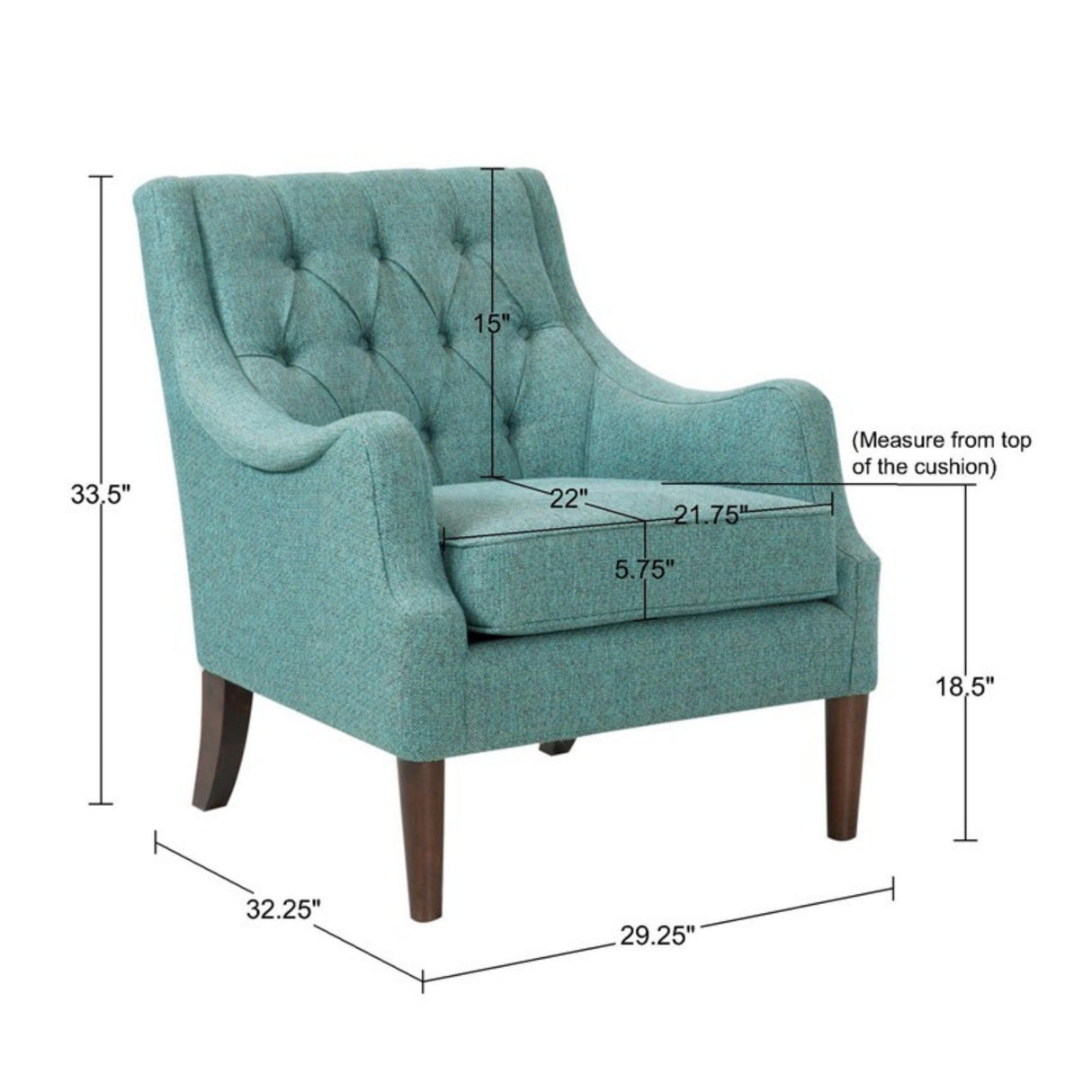 Qwen - Button Tufted Accent Chair With - Teal
