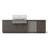Blaze Morning Glow 10-Ft Outdoor Kitchen Island w/ 40-Inch LTE+ Propane Grill, Fridge in Gunmetal w/ Keon Countertop