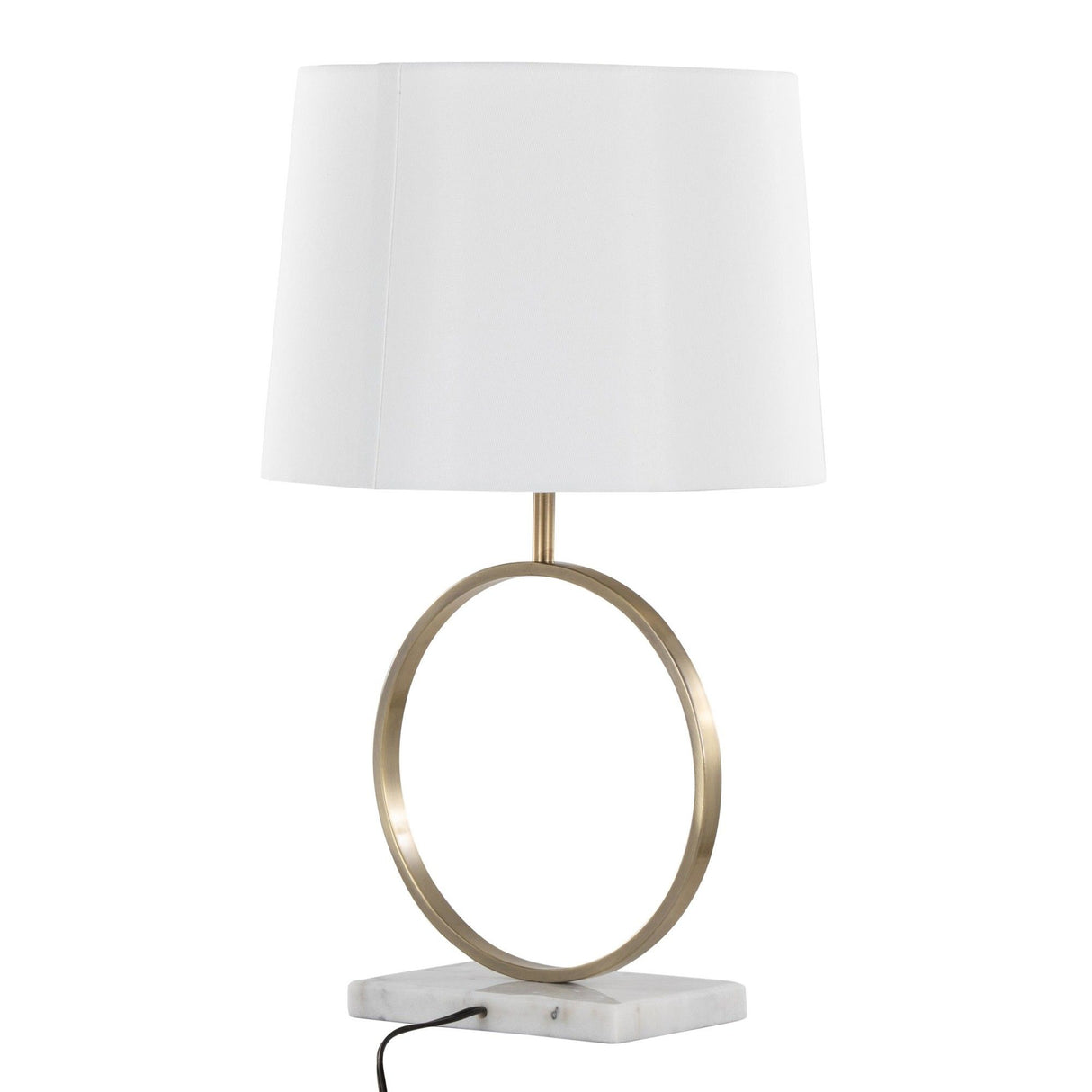 Moon - Table Lamp - White Marble, Gold Metal And White Shade