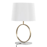 Moon - Table Lamp - White Marble, Gold Metal And White Shade