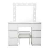 Large Vanity Tables With Mirror And Light - Matte White