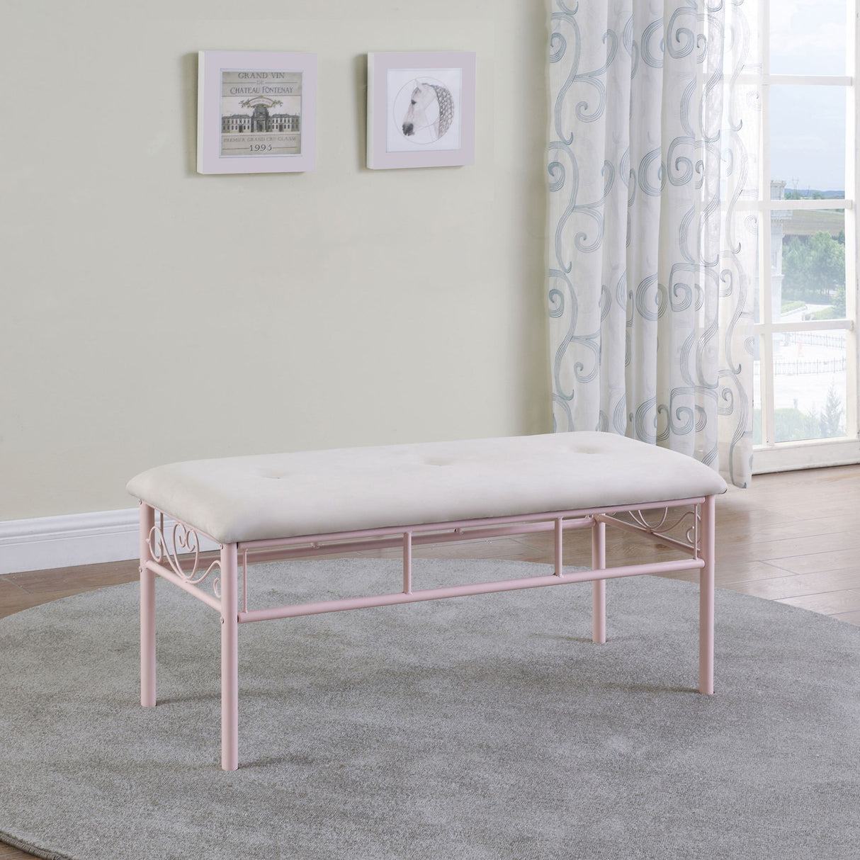 Bench With Upholstered - Pink