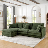 L-Shaped Sectional Sofa With Ottoman, Convertible 4 Seater Couch