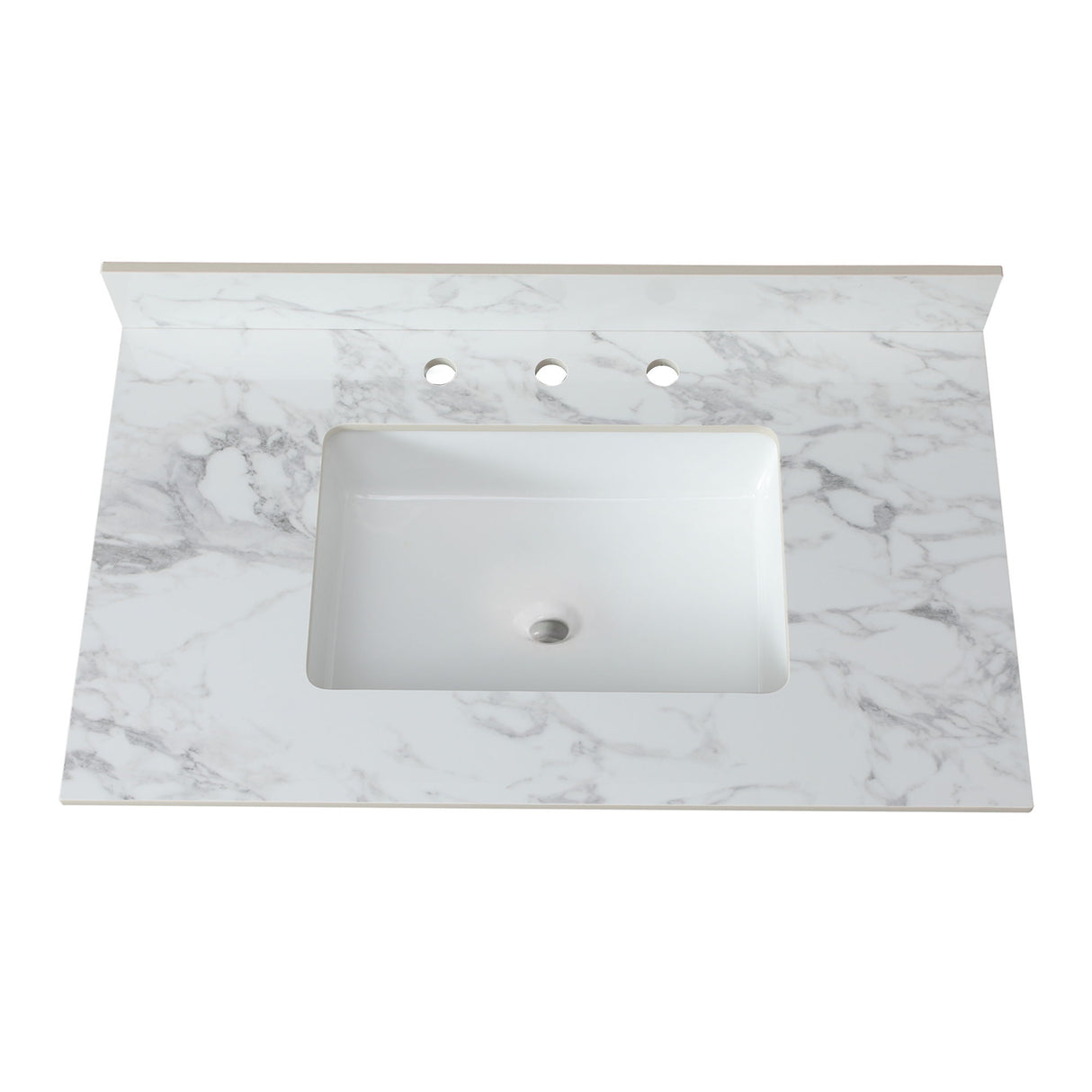 Elegant Sintered Stone Bathroom Vanity Top With Rectangular Undermount Ceramic Sink