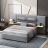 Upholstered Platform Bed, 2 Outlets And USB Charging Ports On Both Sides, 2 Bedside Pillows, Storage Shelves