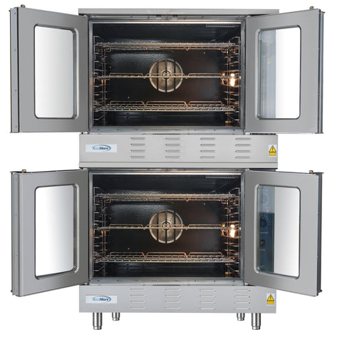 38 in. Full Size Double Commercial Natural Gas Convection Oven 108,000 BTU Total with Stacking Kit (KM-DCCO54-NG)