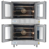 38 in. Full Size Double Commercial Natural Gas Convection Oven 108,000 BTU Total with Stacking Kit (KM-DCCO54-NG)