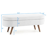 Ottoman Oval Storage Bench With Rubber Wood Legs