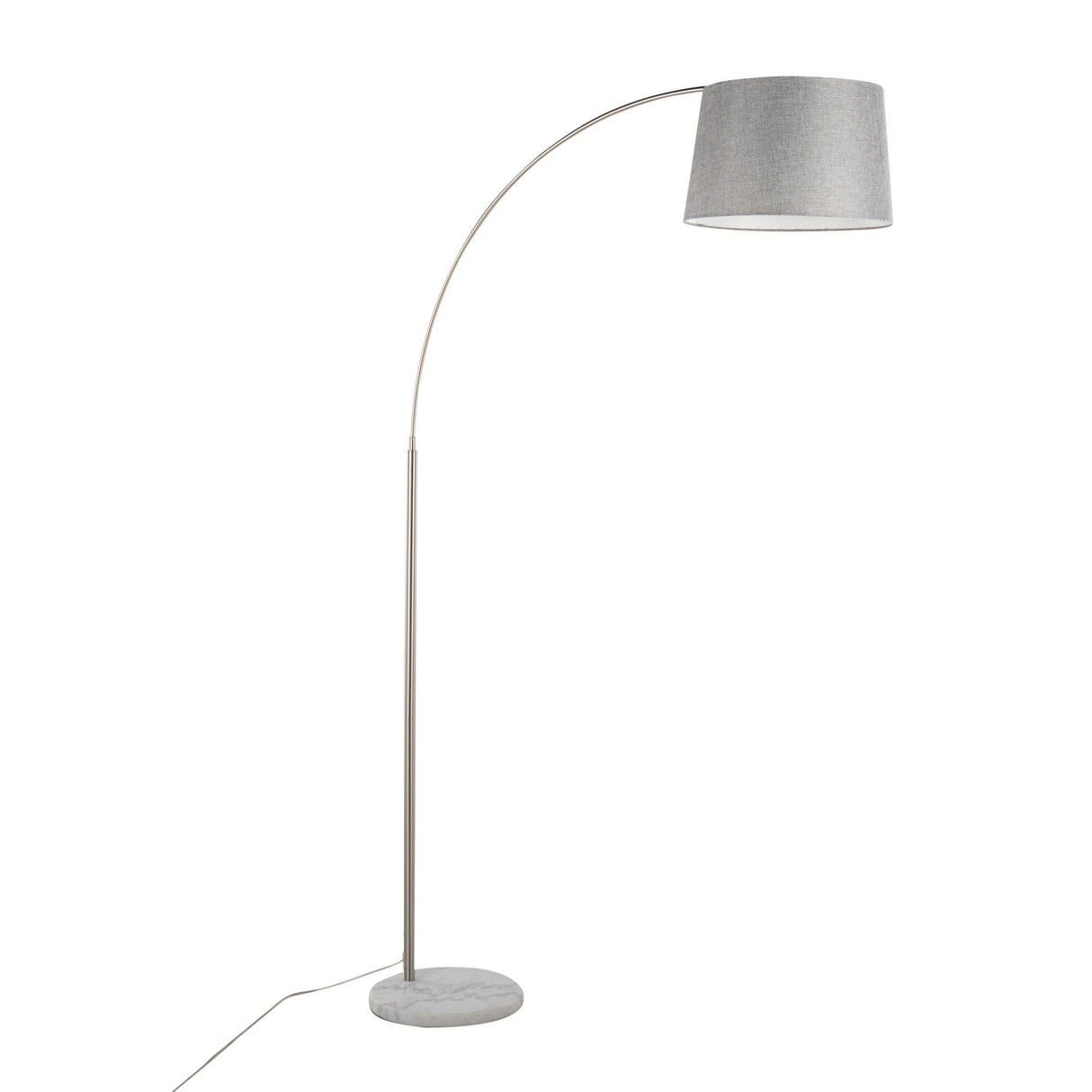 Salon - March Floor Lamp - White Marble And Nickel With Gray Linen Shade