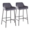 Daniella - Contemporary/Glam Fixed-Height Barstool (Set of 2) - Silver Velvet Fabric