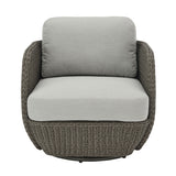 Amira - Outdoor Woven Rattan 360-Swivel Lounge Chair With Aluminum Frame And Mist Gray Cushions - Light Gray / Deep Bronze