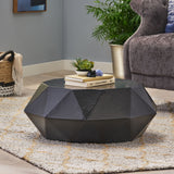 Modern Polygonal Coffee Table With Hammered Texture - Black